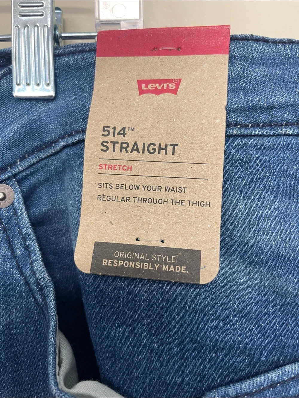 NEW 514 Levi's Men's Medium Wash Straight Jeans 38x30